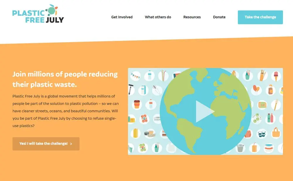 Screenshot of the Plastic Free July website