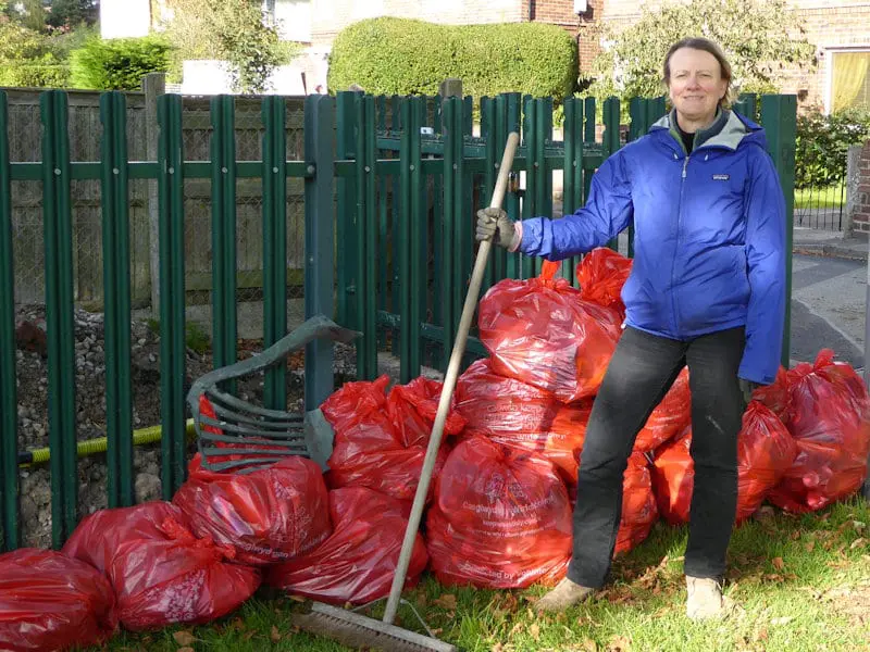 15 bags of rubbish in red plastic sacks collected from Mold Town Park on 25 September 2020