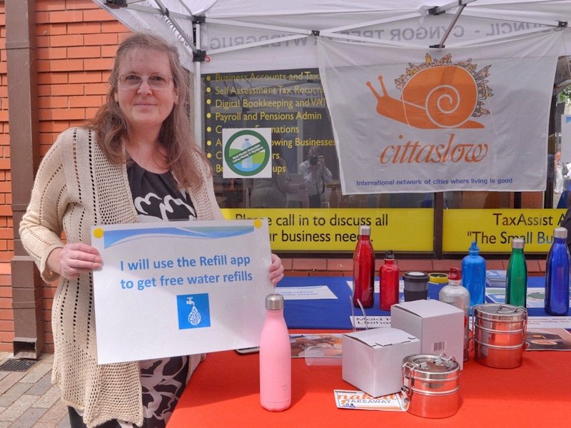 Photo 1 of MPR stall at Mold Market for World Refill Day.
