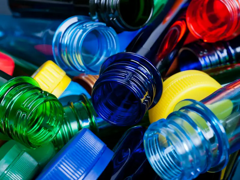 A heap of coloured plastic bottles.