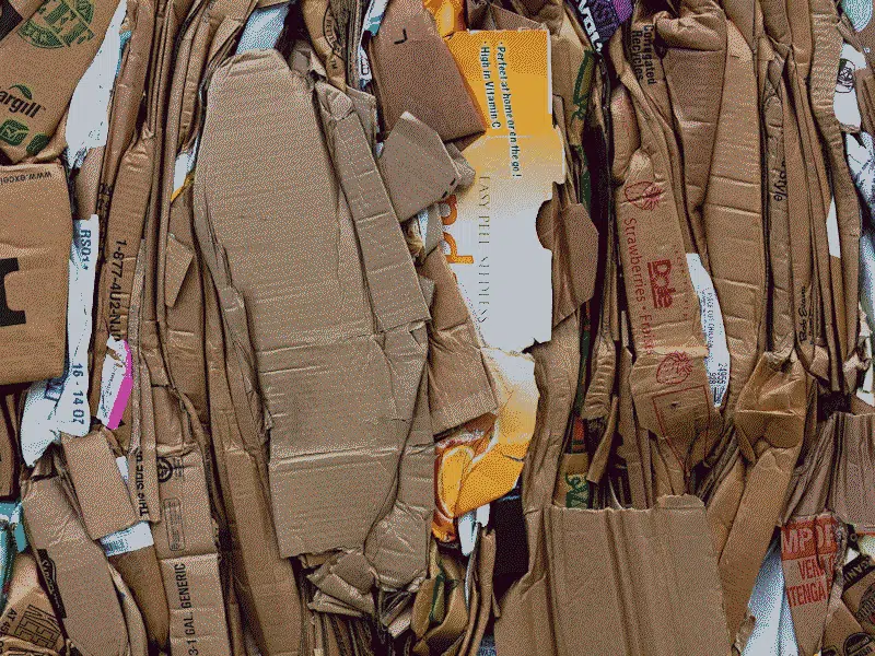 Pile of cardboard boxes for recycling.