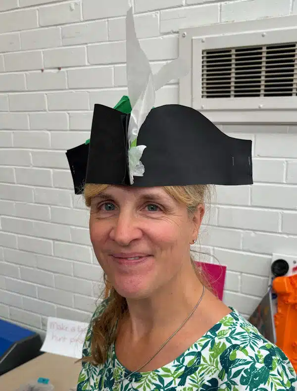 Pirate hat made during the plastic-free craft activities event in Mold on 3 August 2024.