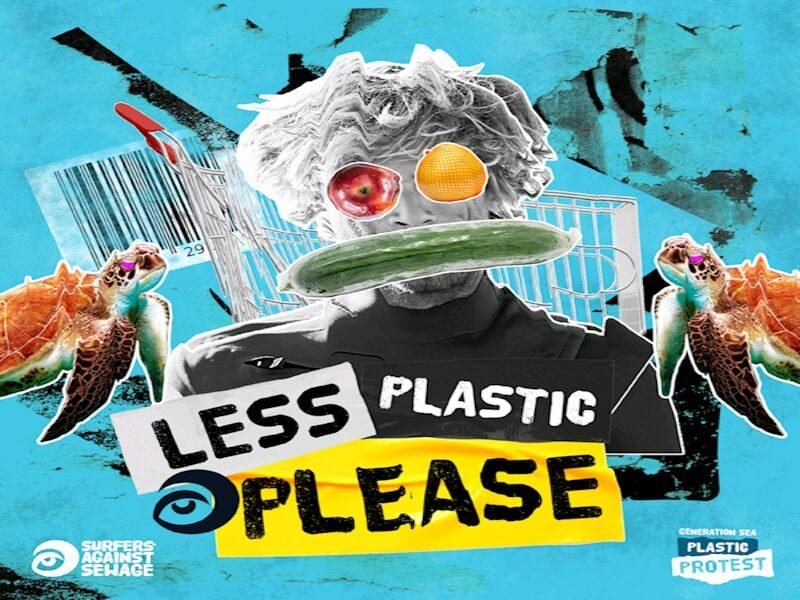 Promotional image for #LessPlasticPlease campaign,