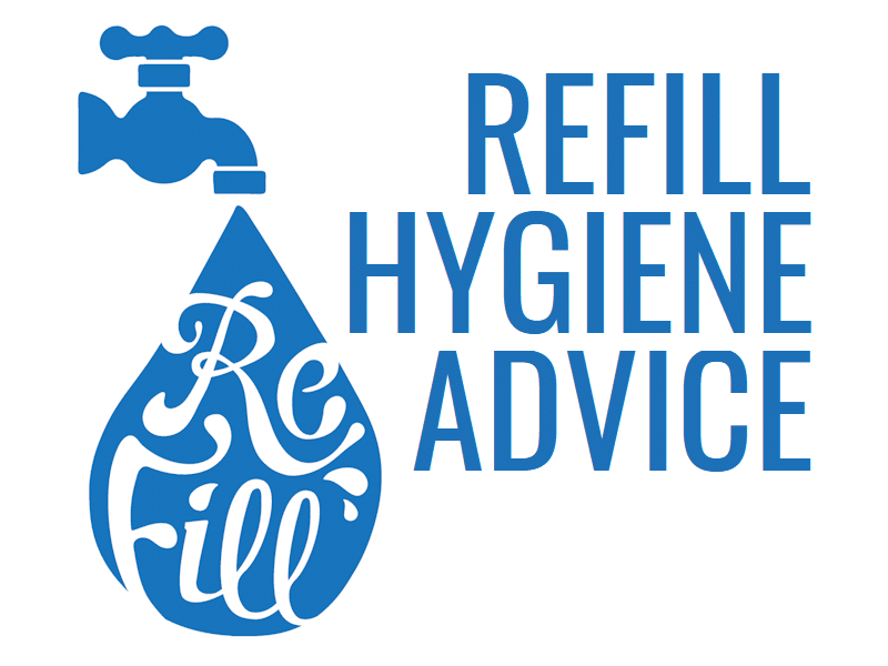 Refill logo alongside the words 'Refill hygiene advice'